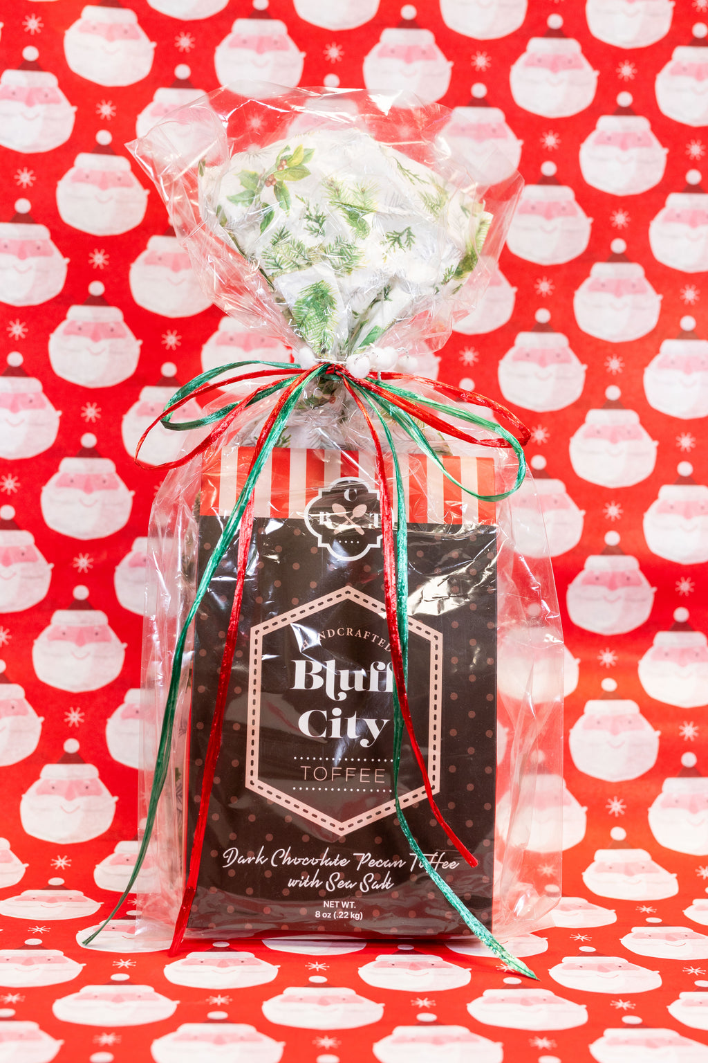 Holiday cello bag with 8 oz. toffee